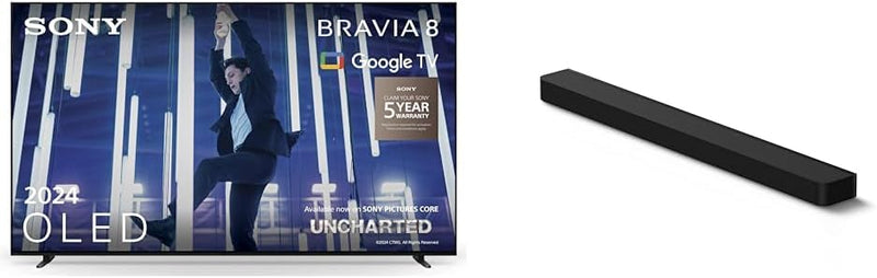 Sony BRAVIA 8 OLED, K77XR80, 77" TV BRAVIA Theatre Bar 8 – Dolby Atmos Single Soundbar