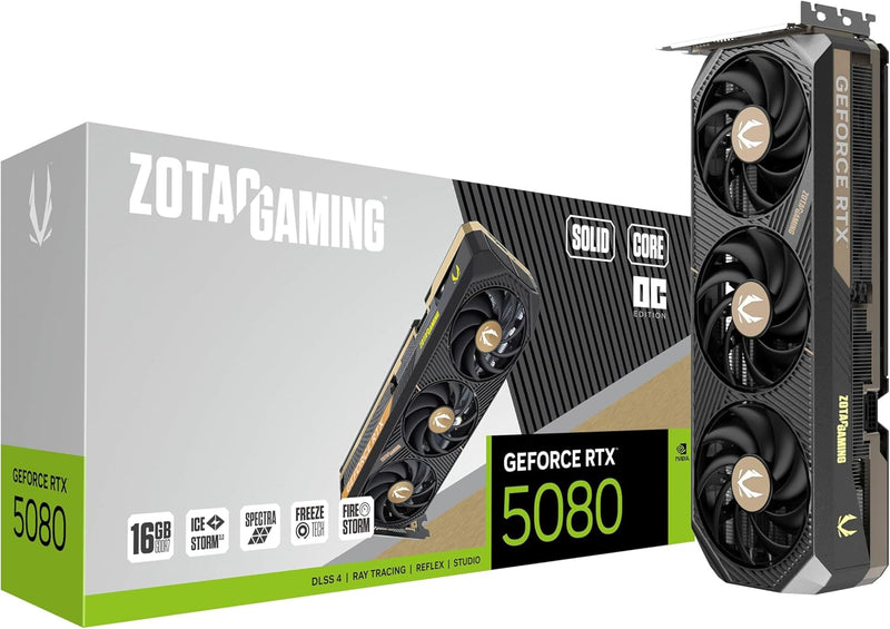 ZOTAC Gaming GeForce RTX 5080 Solid CORE OC 16GB GDDR7 Graphics Card